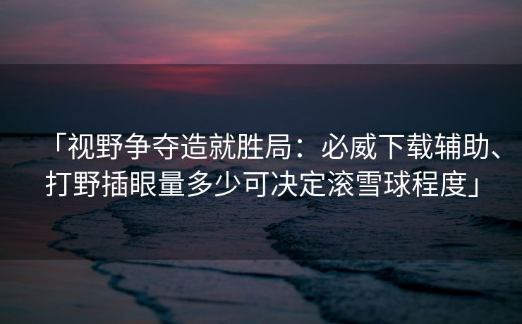 「视野争夺造就胜局：必威下载辅助、打野插眼量多少可决定滚雪球程度」